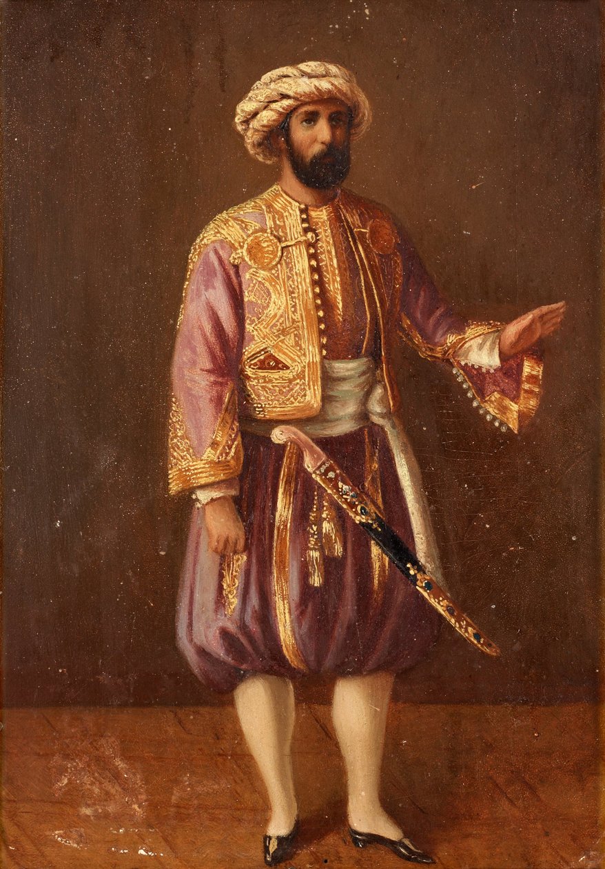 Portrett av kong Charles XV av Sverige i tyrkisk kjole, midten av det 19. århundre. av Unbekannt