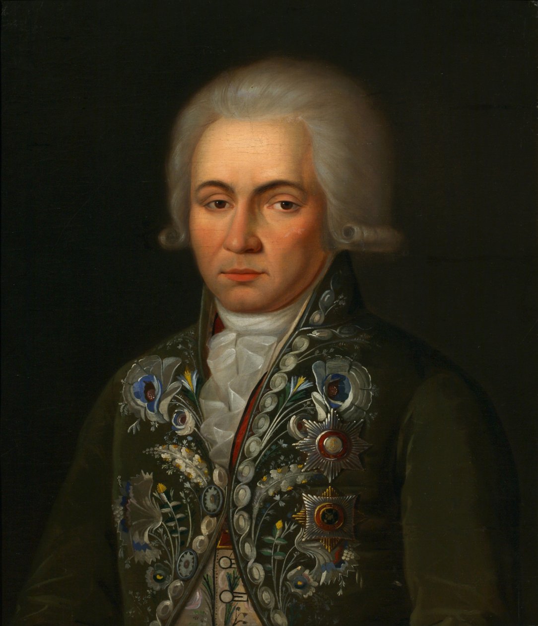 Portrett av poeten Gavrila R. Derzhavin 1743-1816, 1790-tallet av Unbekannt