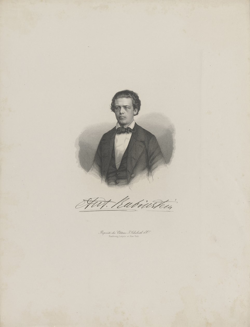 Portrett av komponisten Anton Rubinstein 1829-1894, ca. 1850. av Unbekannt