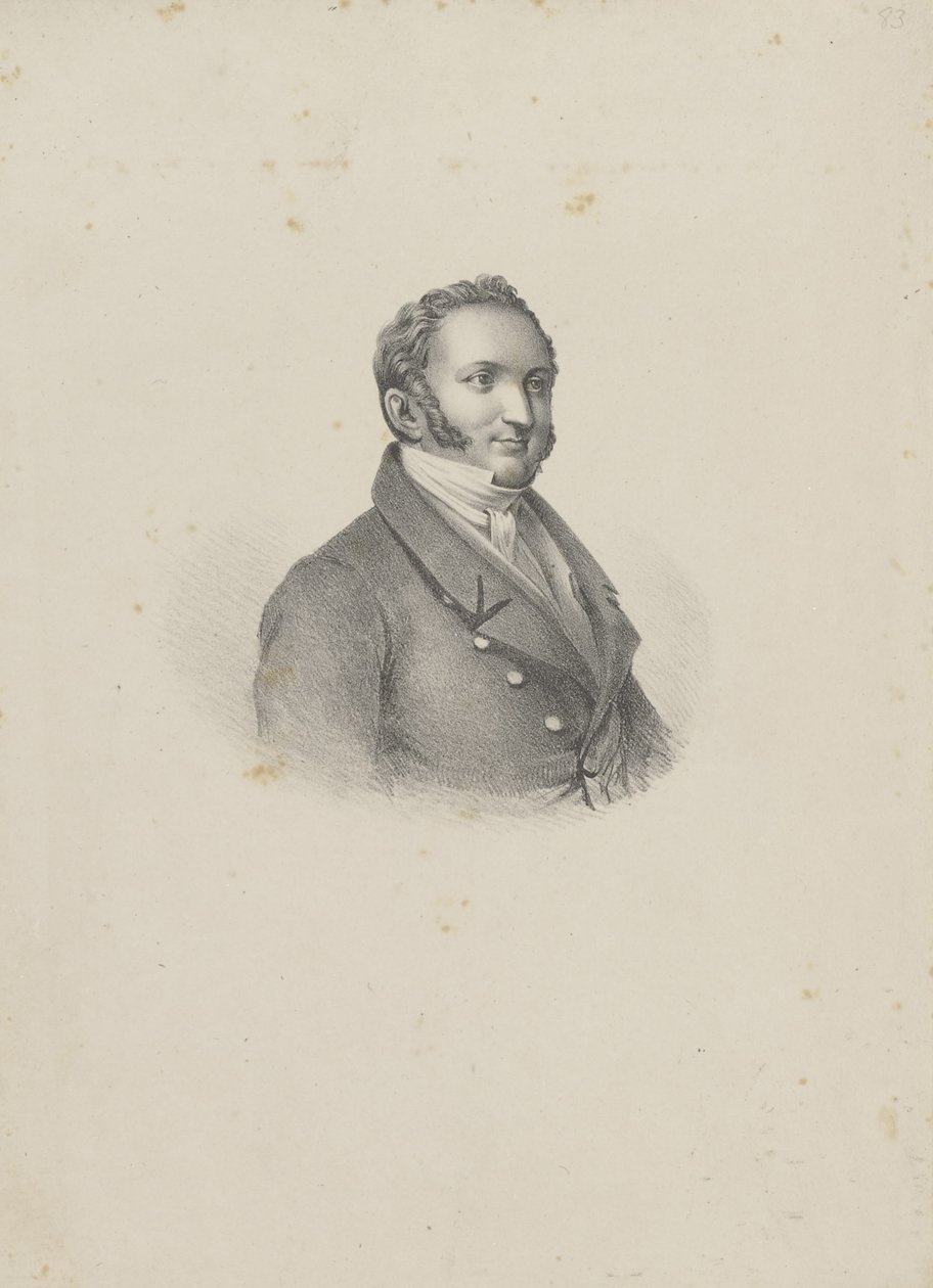 Portrett av komponisten Gioachino Antonio Rossini 1792-1868, 1826. av Unbekannt