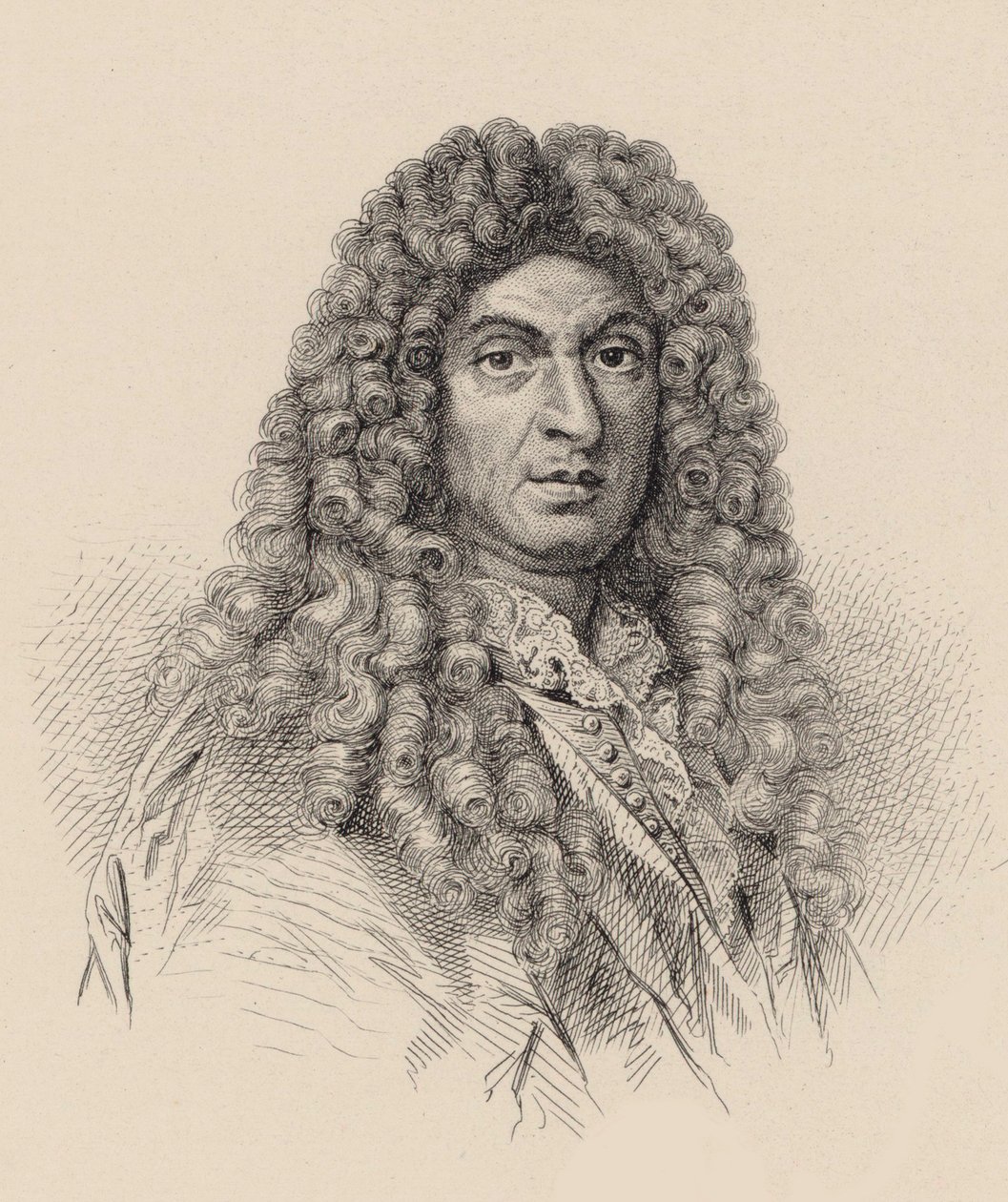 Portrett av komponisten Jean-Baptiste Lully 1632-1687. av Unbekannt