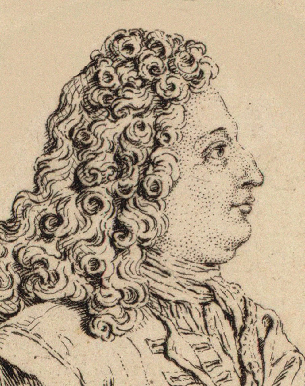 Portrett av komponisten Marin Marais 1656-1728. av Unbekannt