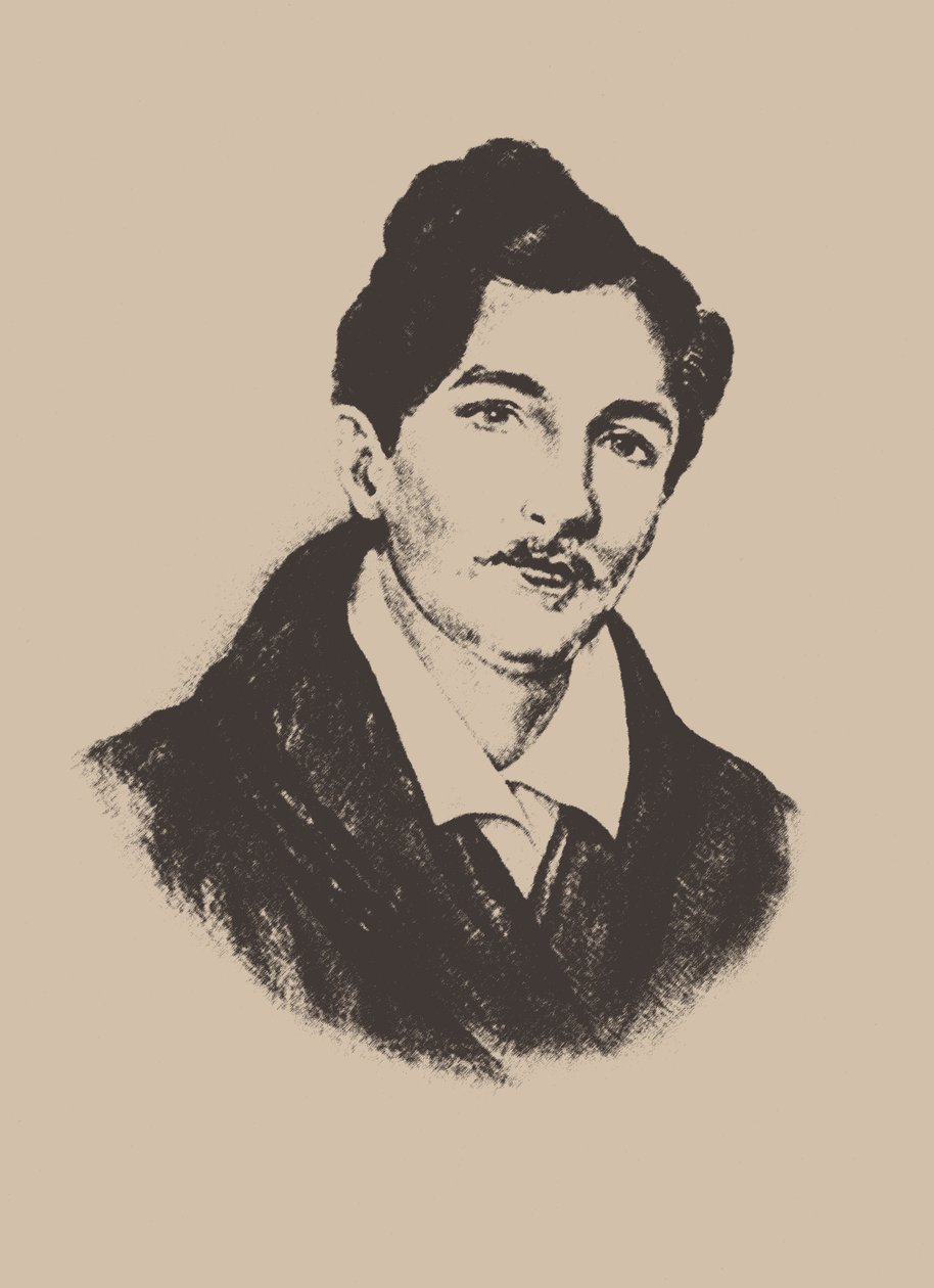 Portrett av komponisten og gitaristen Nikolai Ivanovich Alexandrov 1818-1884. av Unbekannt