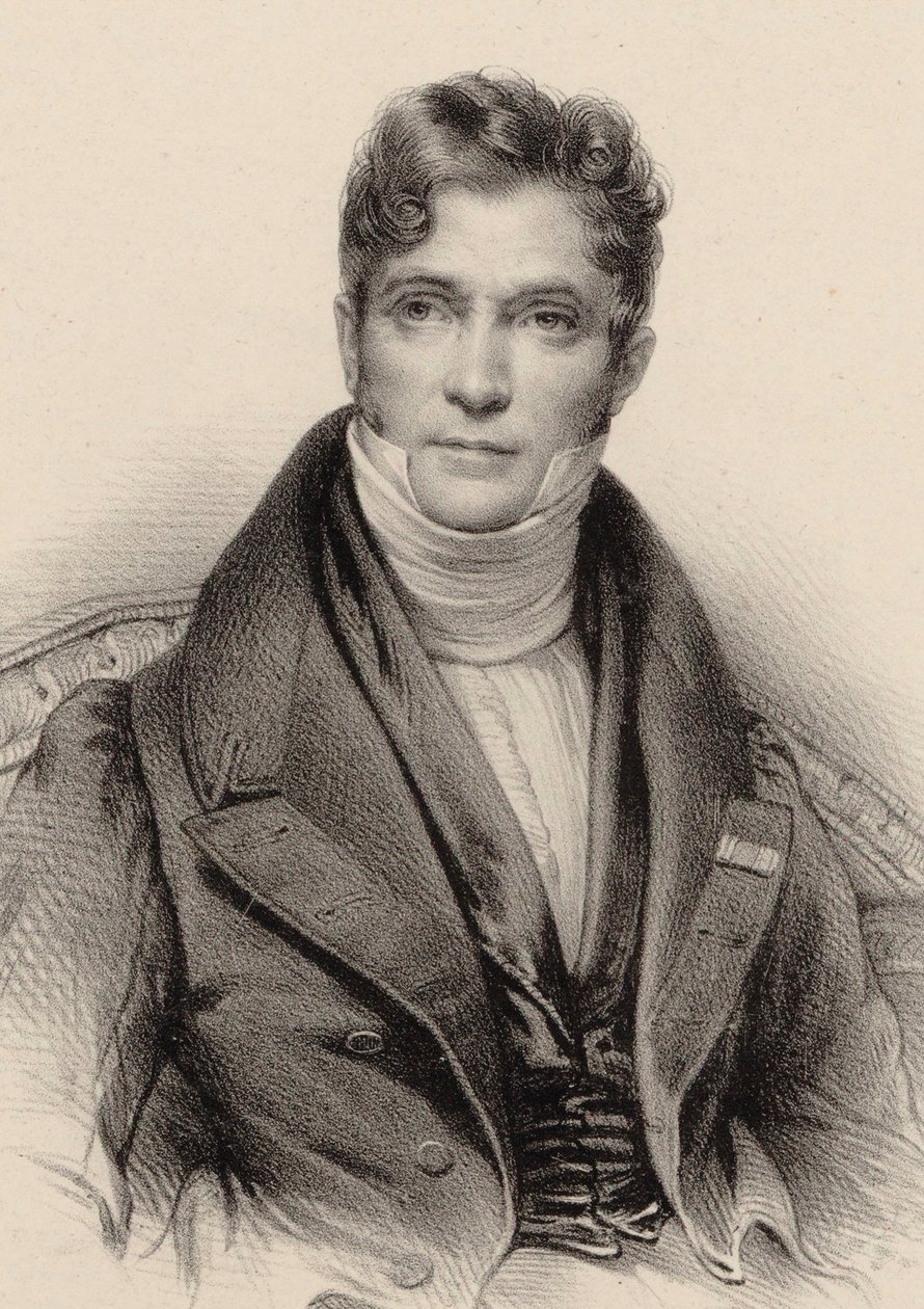Portrett av dirigenten og komponisten Gaspare Spontini 1774-1851, ca 1844. av Unbekannt