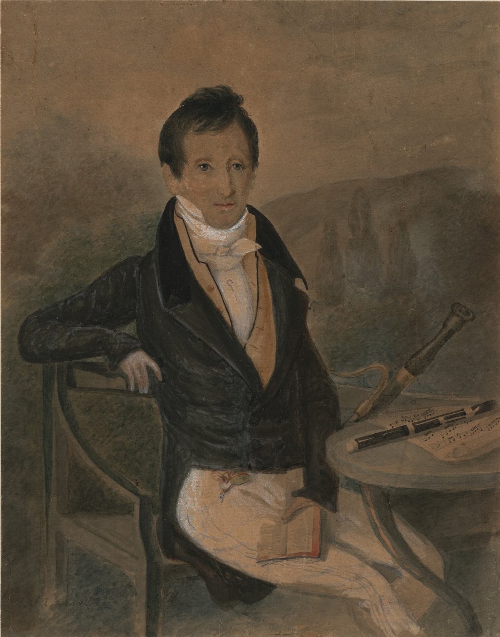 Portrett av fløytespilleren Jean-Louis Tulou 1786-1865, ca. 1840 av Unbekannt