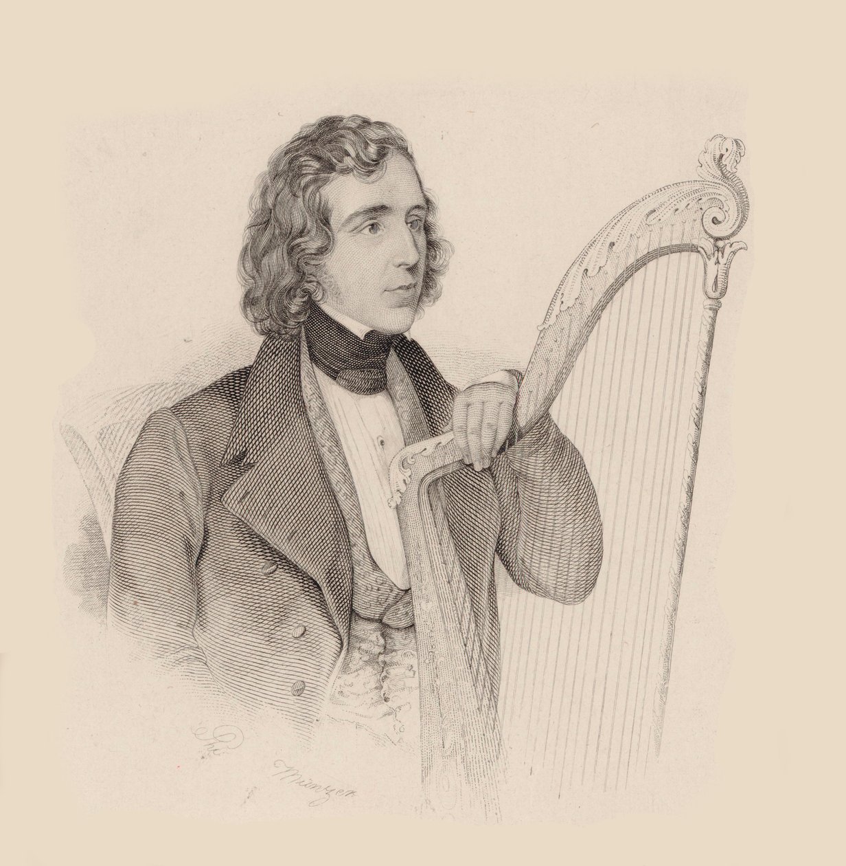 Portrett av harpisten og komponisten Elias Parish Alvars 1808-1849, 1830. av Unbekannt