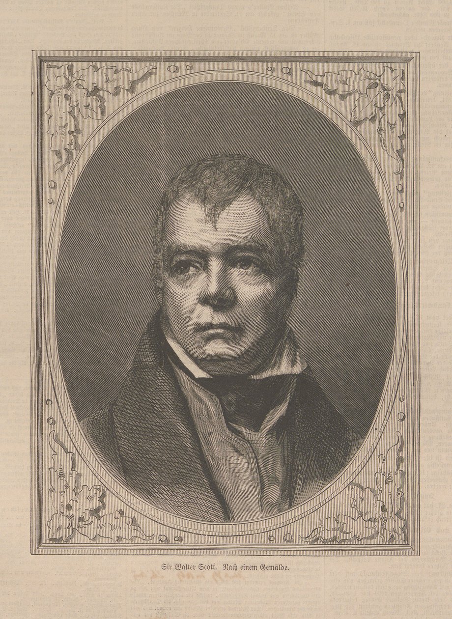 Portrett av den historiske romanforfatteren og poeten Sir Walter Scott 1771-1832, 1871. av Unbekannt