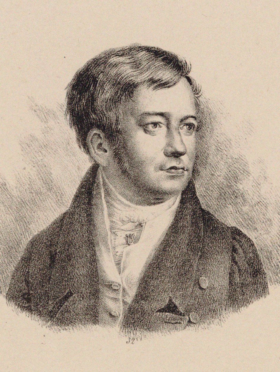 Portrett av organisten og komponisten Friedrich Schneider 1786-1853. av Unbekannt