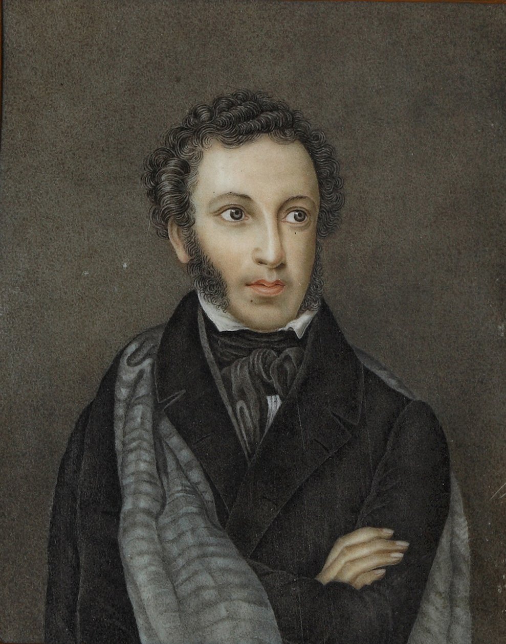 Portrett av poeten Alexander Sergeyevich Pushkin 1799-1837, første kvartal av 1800-tallet. av Unbekannt