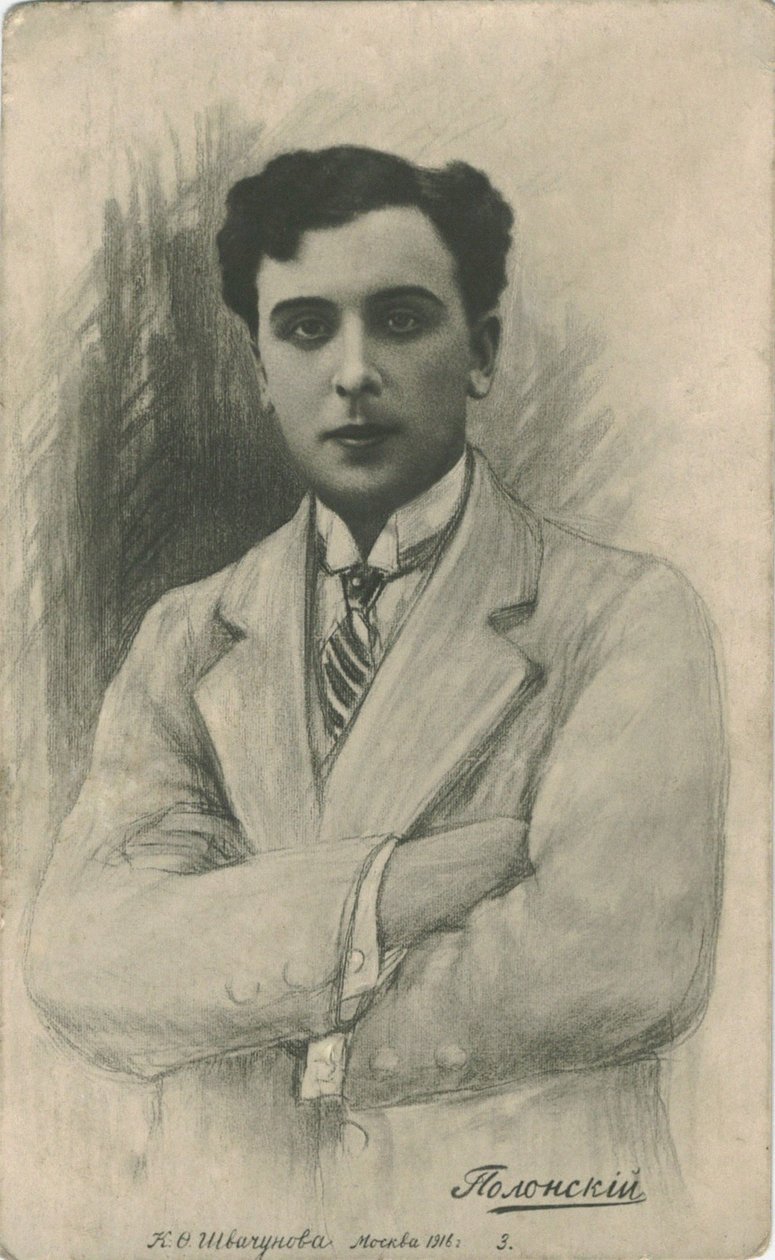 Portrett av stumfilmskuespilleren Vitold Alfonsovich Polonsky 1879-1919, 1916 av Unbekannt