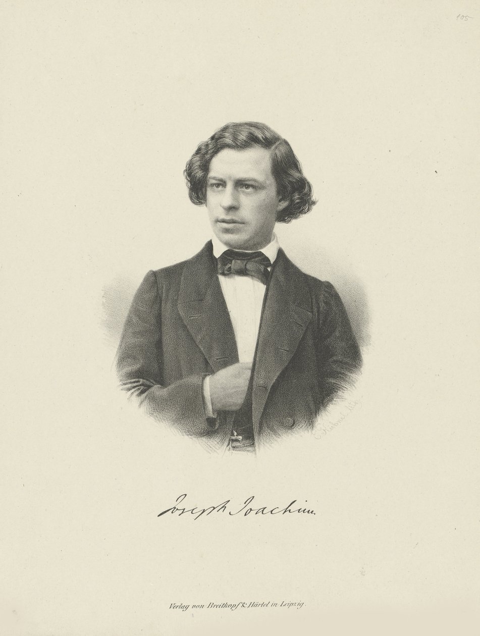 Portrett av fiolinisten og komponisten Joseph Joachim 1831-1907, ca 1855. av Unbekannt