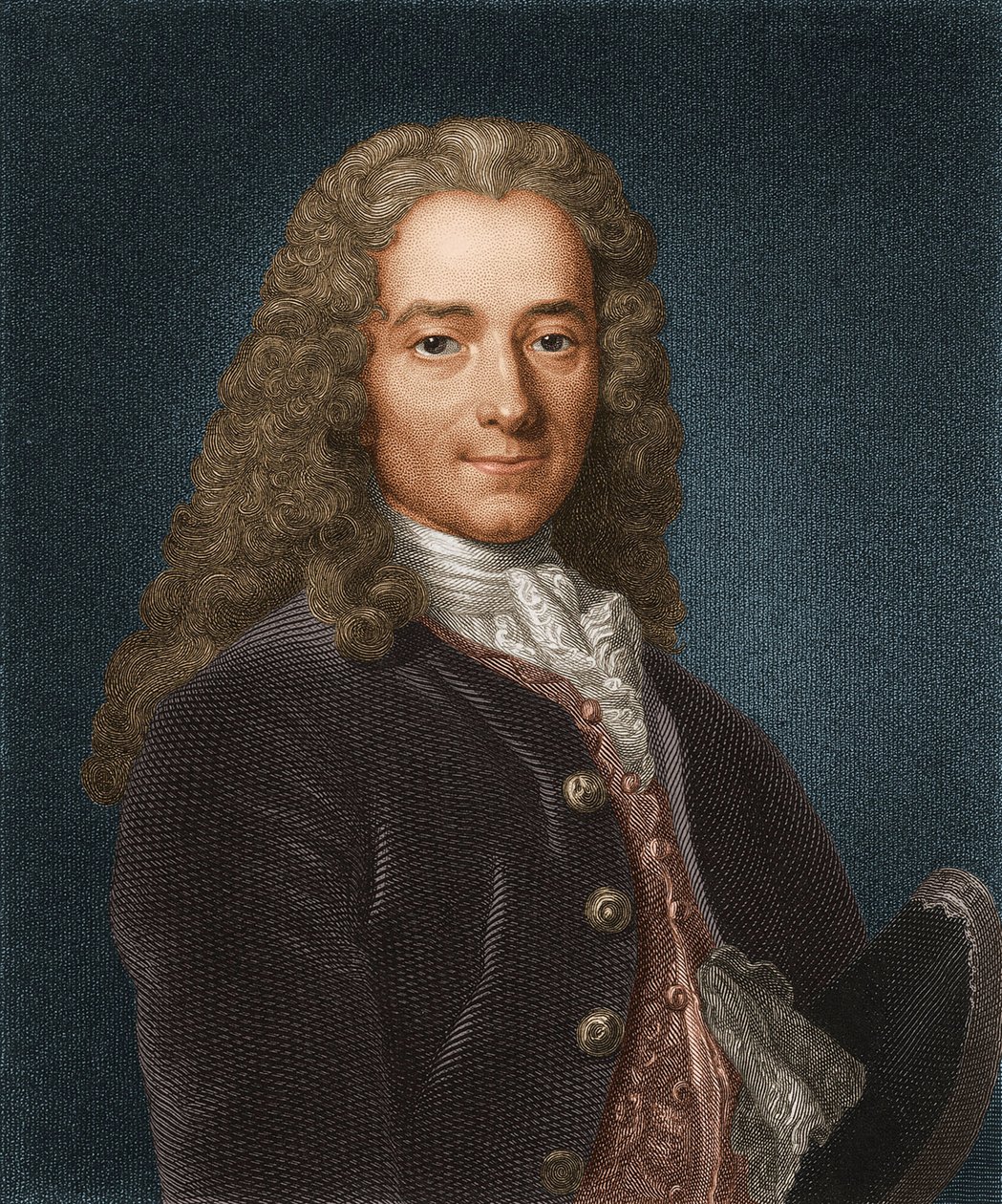 Portrett av forfatteren, essayisten og filosofen Francois Marie Arouet de Voltaire 1694-1778, 1730-årene av Unbekannt