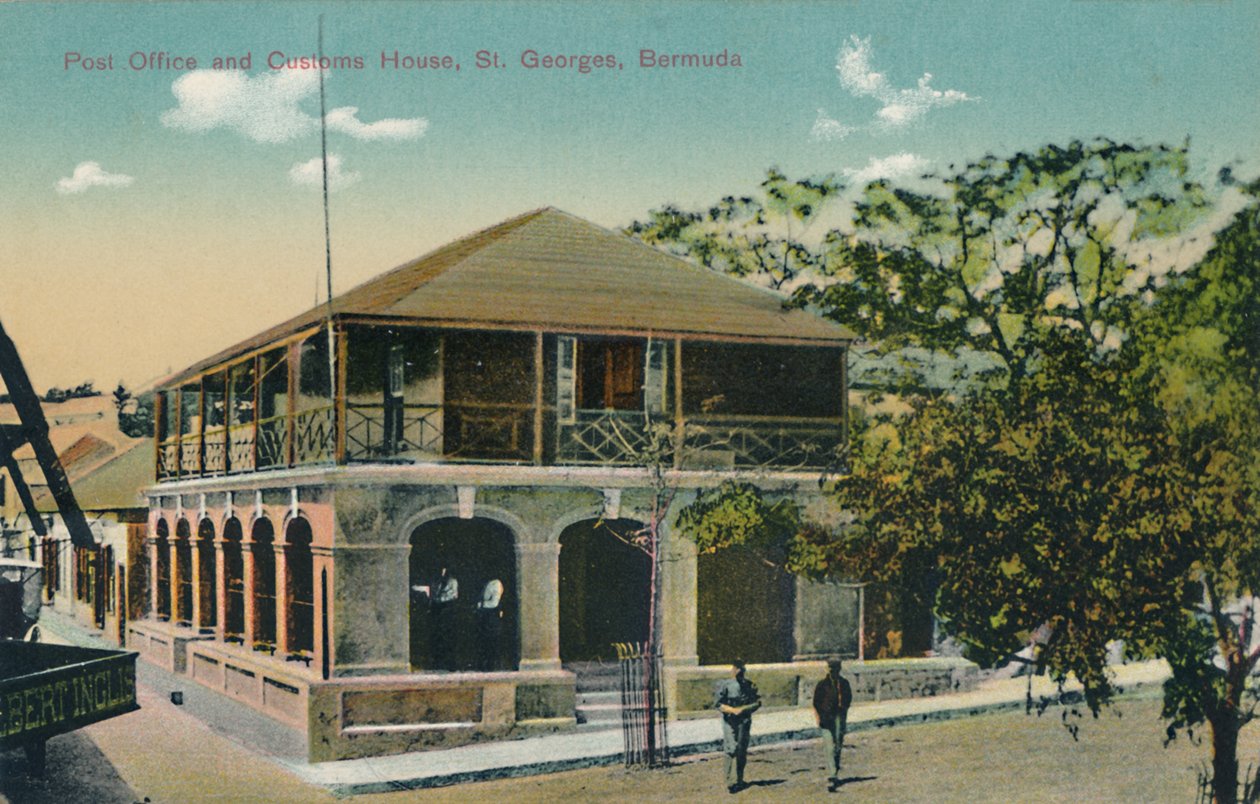 Postkontor og tollhus, St. Georges, Bermuda, tidlig på 1900-tallet. av Unbekannt