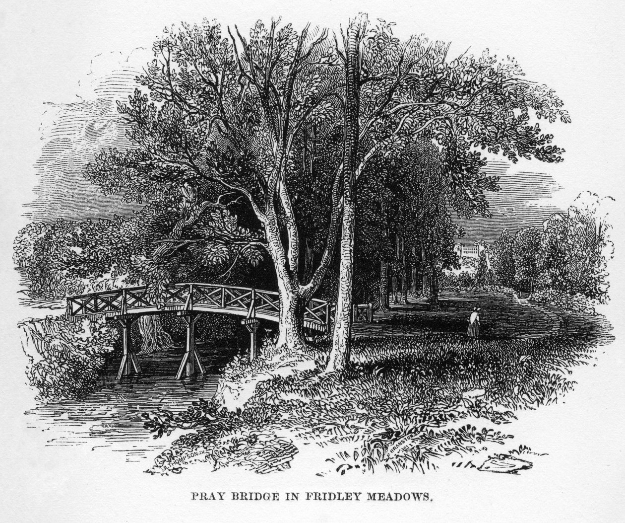 Pray Bridge i Fridley Meadows, Surrey, 1800-tallet av Unbekannt