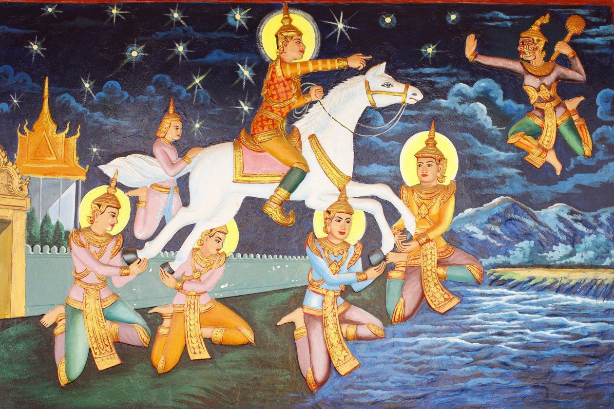 Preah Prom Rath MonasterySiddhartha Gautama vandret alene i palasset Luksusen som en gang hadde gledet ham virket nå grotesk, Siem Reap, Kambodsja av Unbekannt