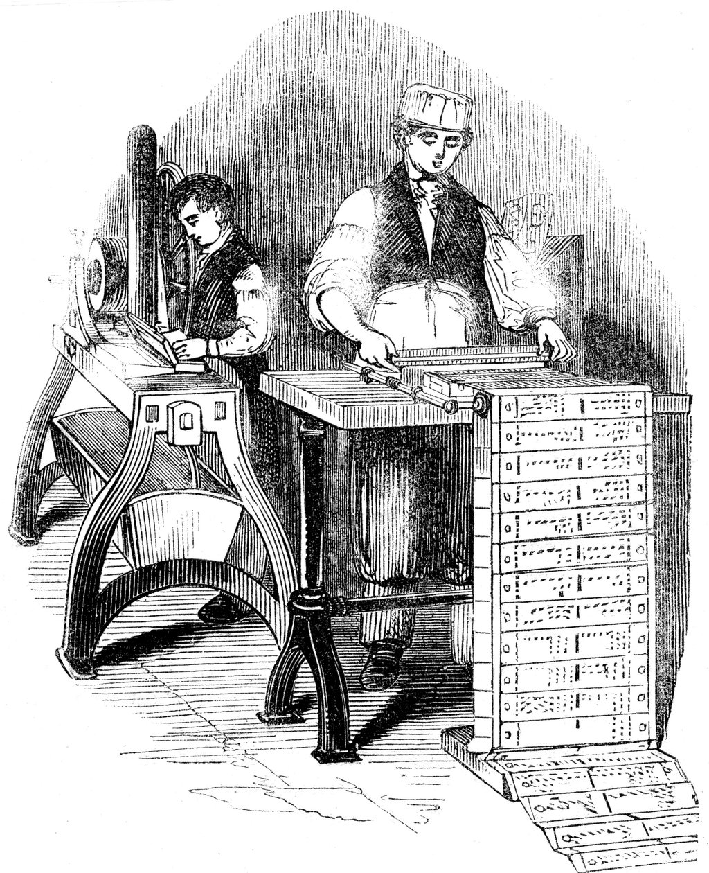 Forbereder hullkort for en Jacquard-vevstol, 1844 av Unbekannt