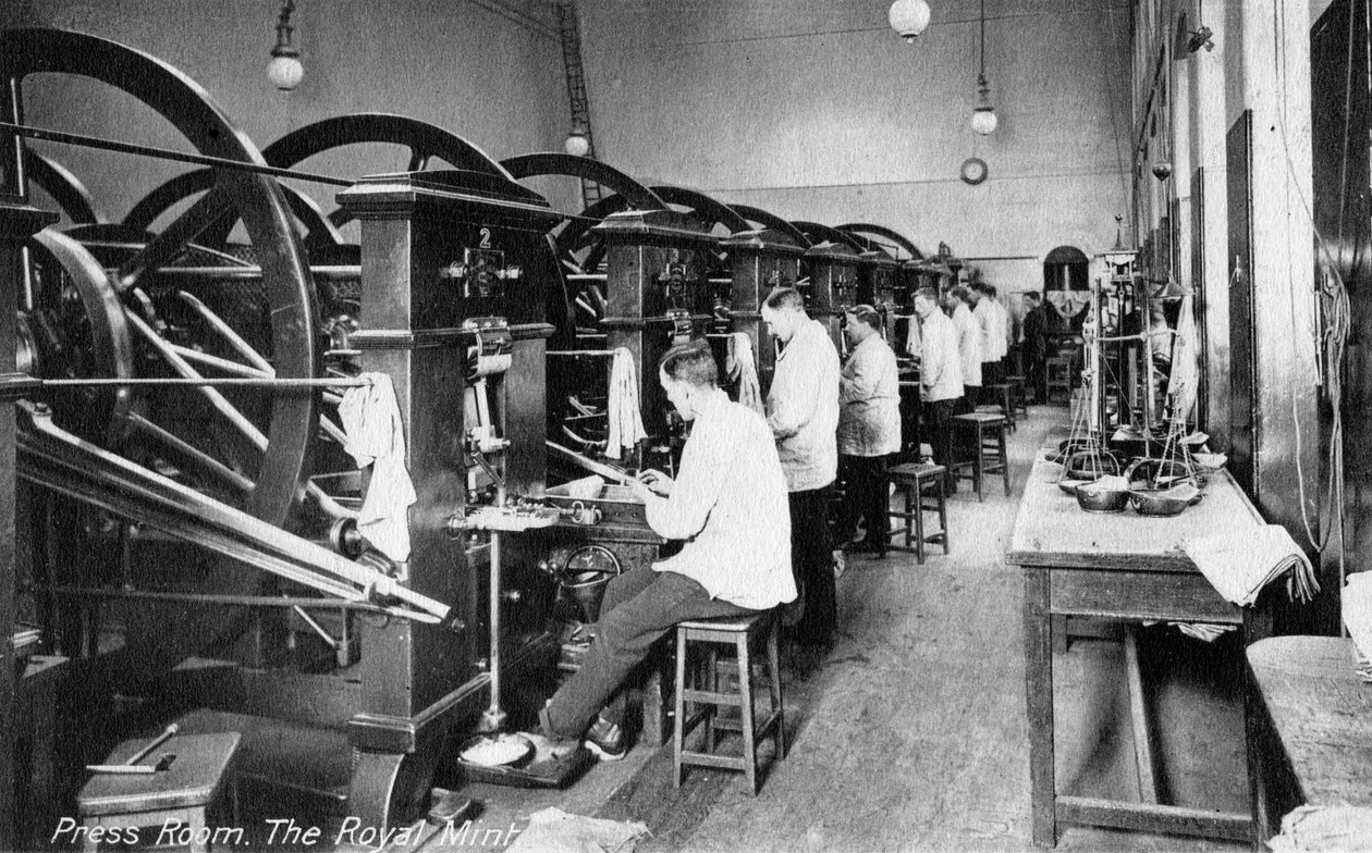 Press Room, Royal Mint, Tower Hill, London, tidlig på 1900-tallet av Unbekannt