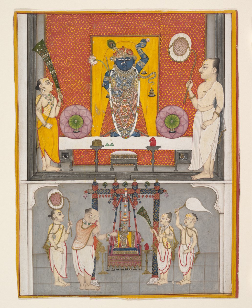 Prester før Shri Nathji, ca. 1820. av Unbekannt