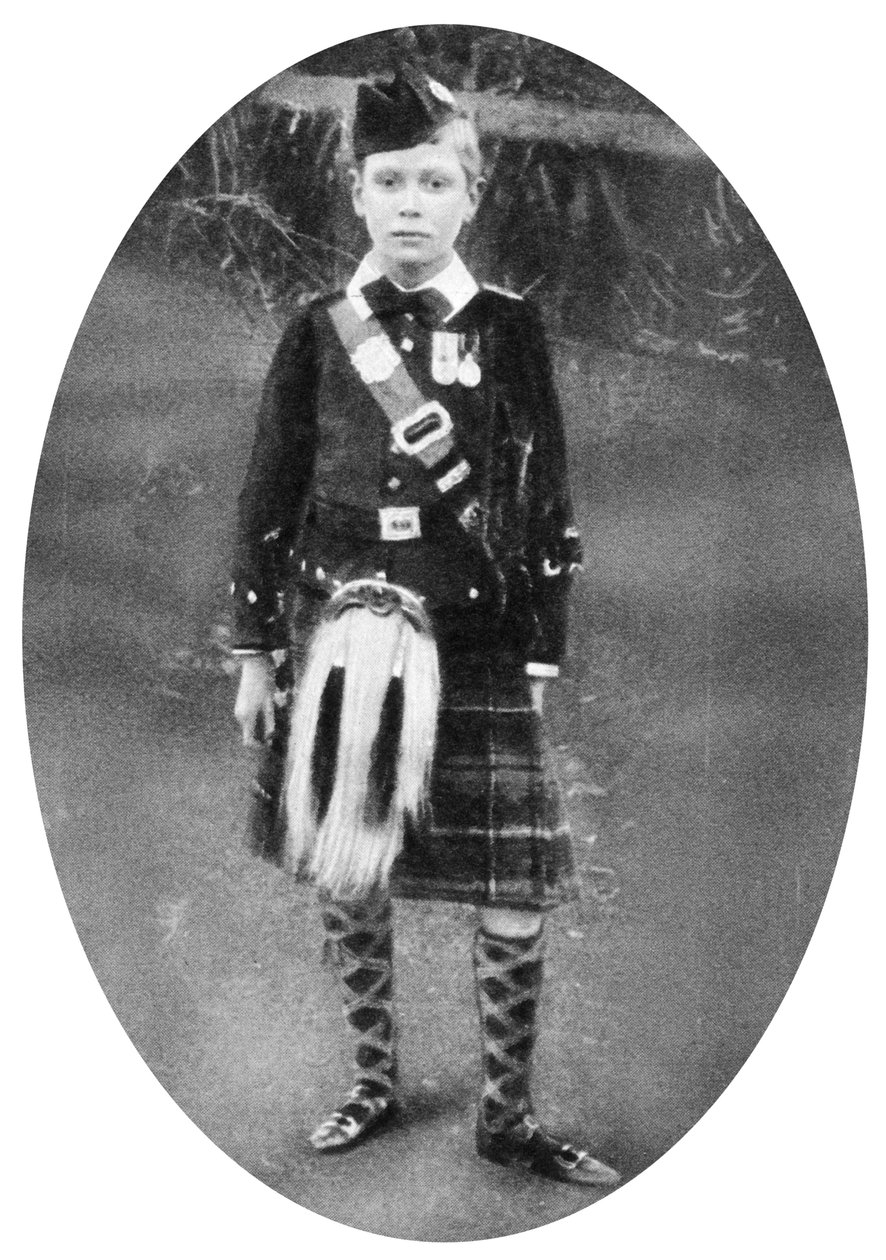 Prins Albert iført Highland-kjole, Sandringham, Norfolk, 1909 av Unbekannt
