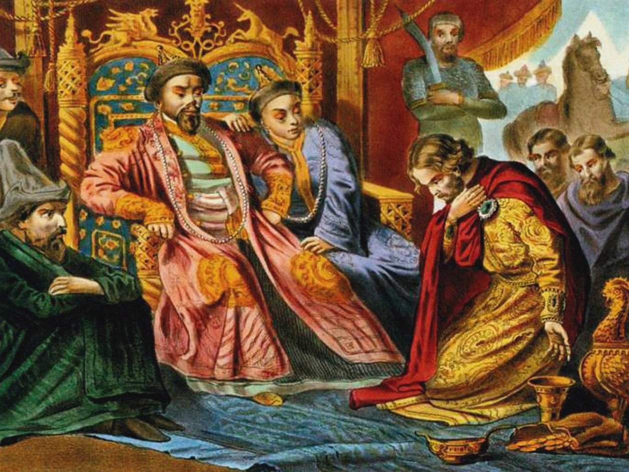 Prins Alexander Nevsky trygler Batu Khan om nåde for Russland, slutten av 1800-tallet av Unbekannt