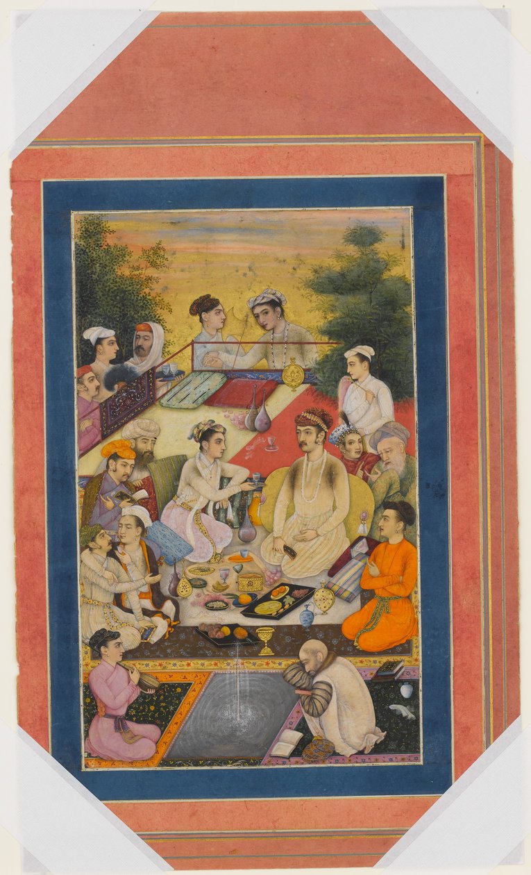 Prince Feasting on a Balcony, Folio fra Davis Album, sent på 1600-tallet – tidlig på 1700-tallet. av Unbekannt