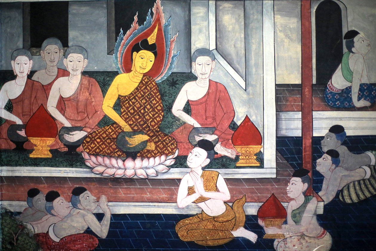Prins Rama. Veggdetalj på indre vegger av Vihara fra epoken til kong Rama III som viser Ramakien. Wat Pho - Wat Phra Chetuphon. 1788. Bangkok. Thailand av Unbekannt