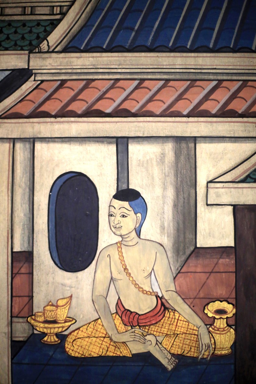 Prins Rama. Veggdetalj på indre vegger av Vihara fra epoken til kong Rama III som viser Ramakien. Wat Pho - Wat Phra Chetuphon. 1788. Bangkok. Thailand av Unbekannt
