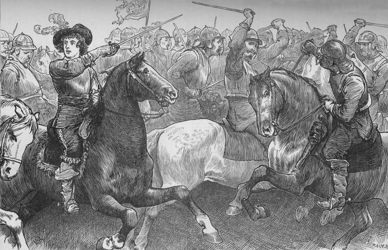 Prins Rupert ved Edgehill, 23. oktober 1642, c1880 av Unbekannt