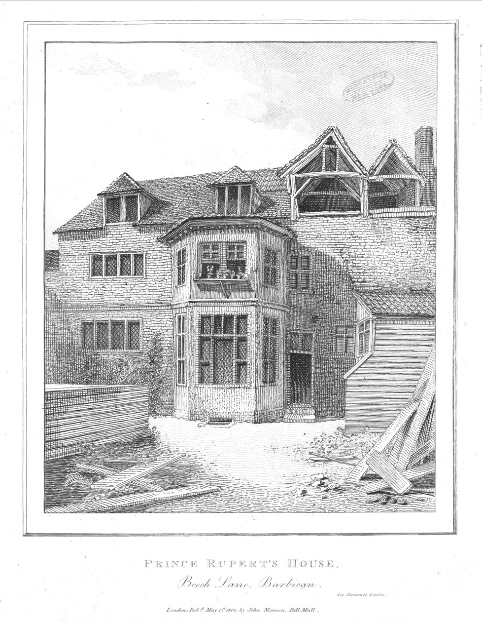 Prince Ruperts House, Beech Lane, Barbican, 1800 av Unbekannt