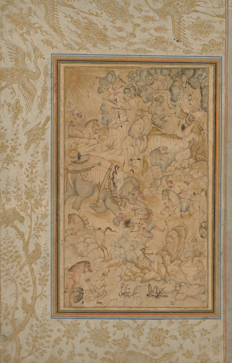 Prinser på jakt i et steinete landskap, ca. 1580-85, grenser lagt til ca. 1700-tallet. av Unbekannt