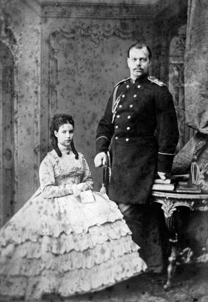 Prinsesse Dagmar av Danmark og storhertug Alexander Alexandrovich av Russland, 1866. av Unbekannt