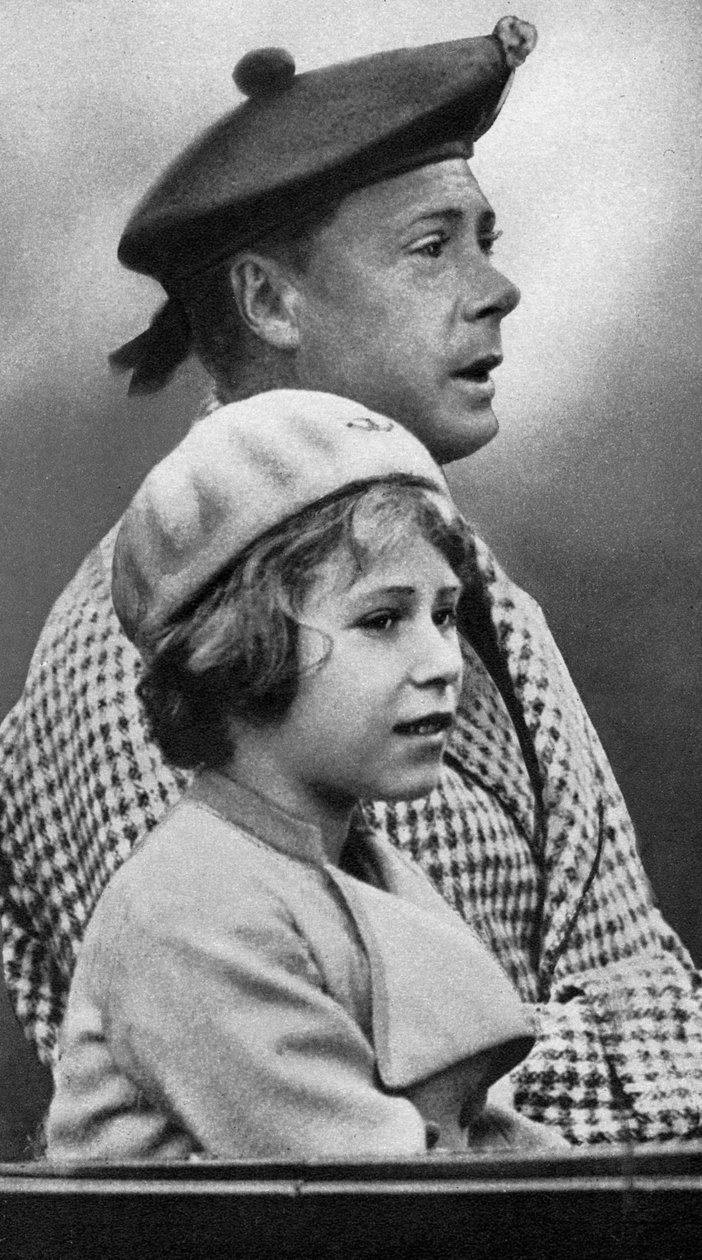 Prinsesse Elizabeth med onkelen David, c1936 av Unbekannt