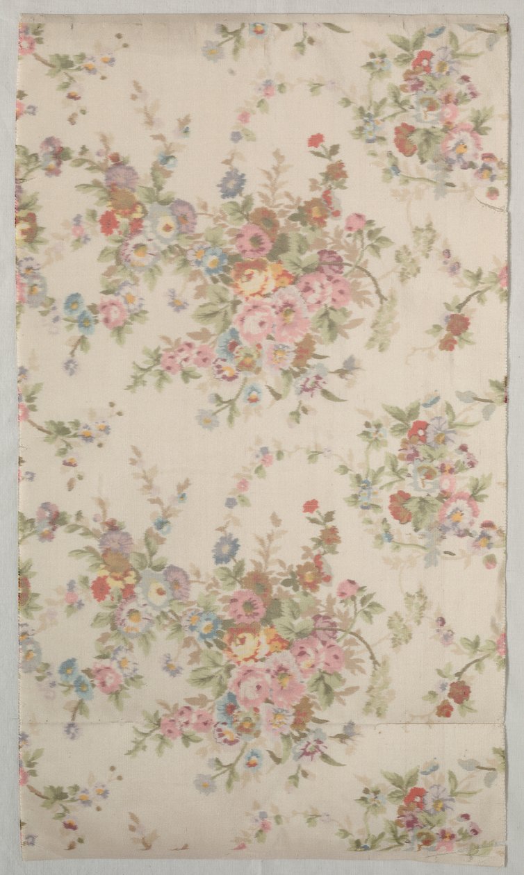 Trykt silke med blomsterdesign, sent på 1800-tallet. av Unbekannt