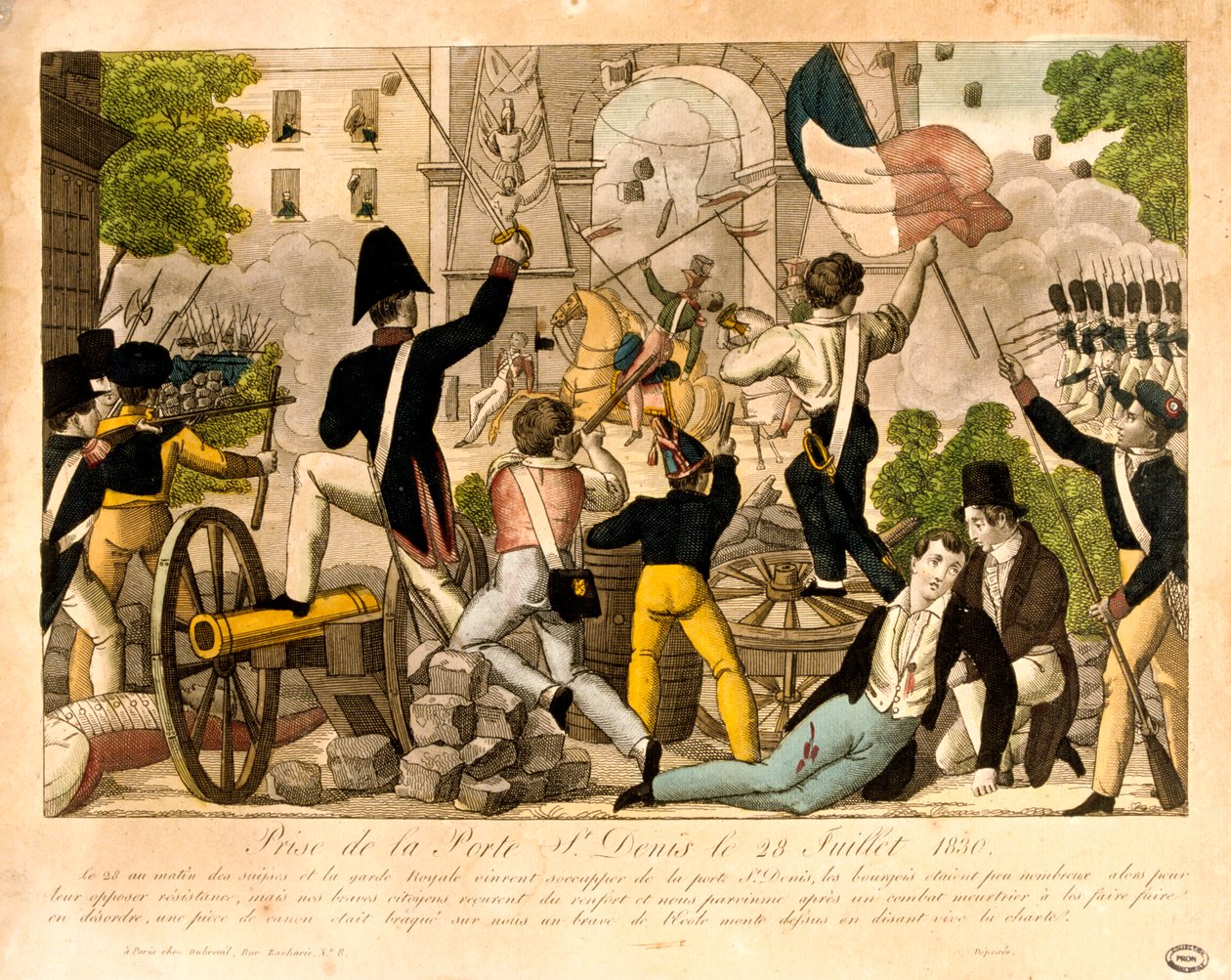Storming av Porte St Denis 28. juli 1830, revolusjonen i 1830, Paris av Unbekannt
