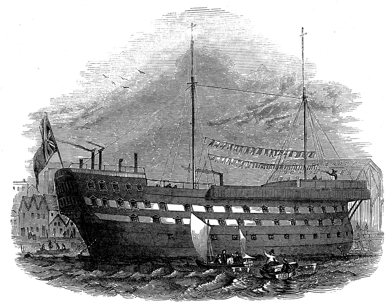 Prison hulk Warrior i Woolwich, London, 1848 av Unbekannt