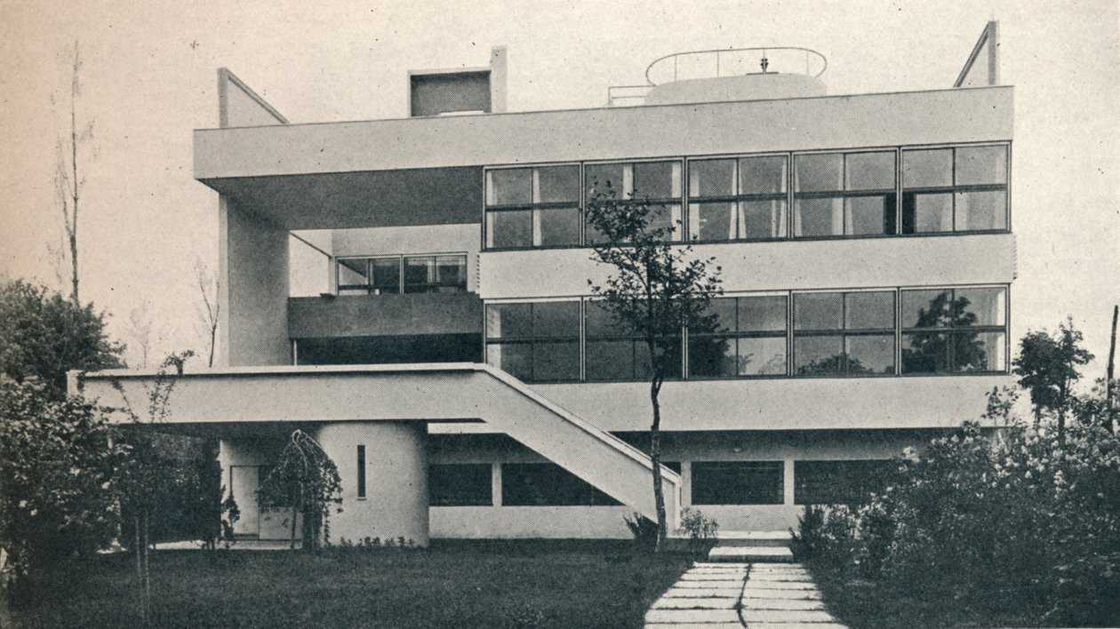 Privat hus i Garches, nær Paris: Garden Front. Arkitekter, Le Corbusier og Pierre Jeanneret, av Unbekannt