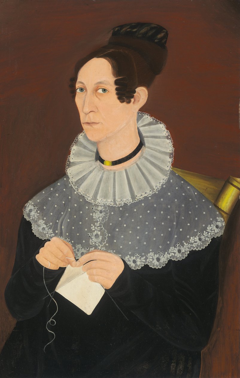 Sannsynligvis Sarah Cook Arnold Knitting, ca. 1830. av Unbekannt