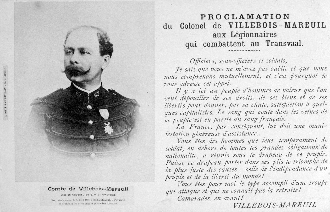Erklæring av oberst Villebois-Mareuil, c1900 av Unbekannt