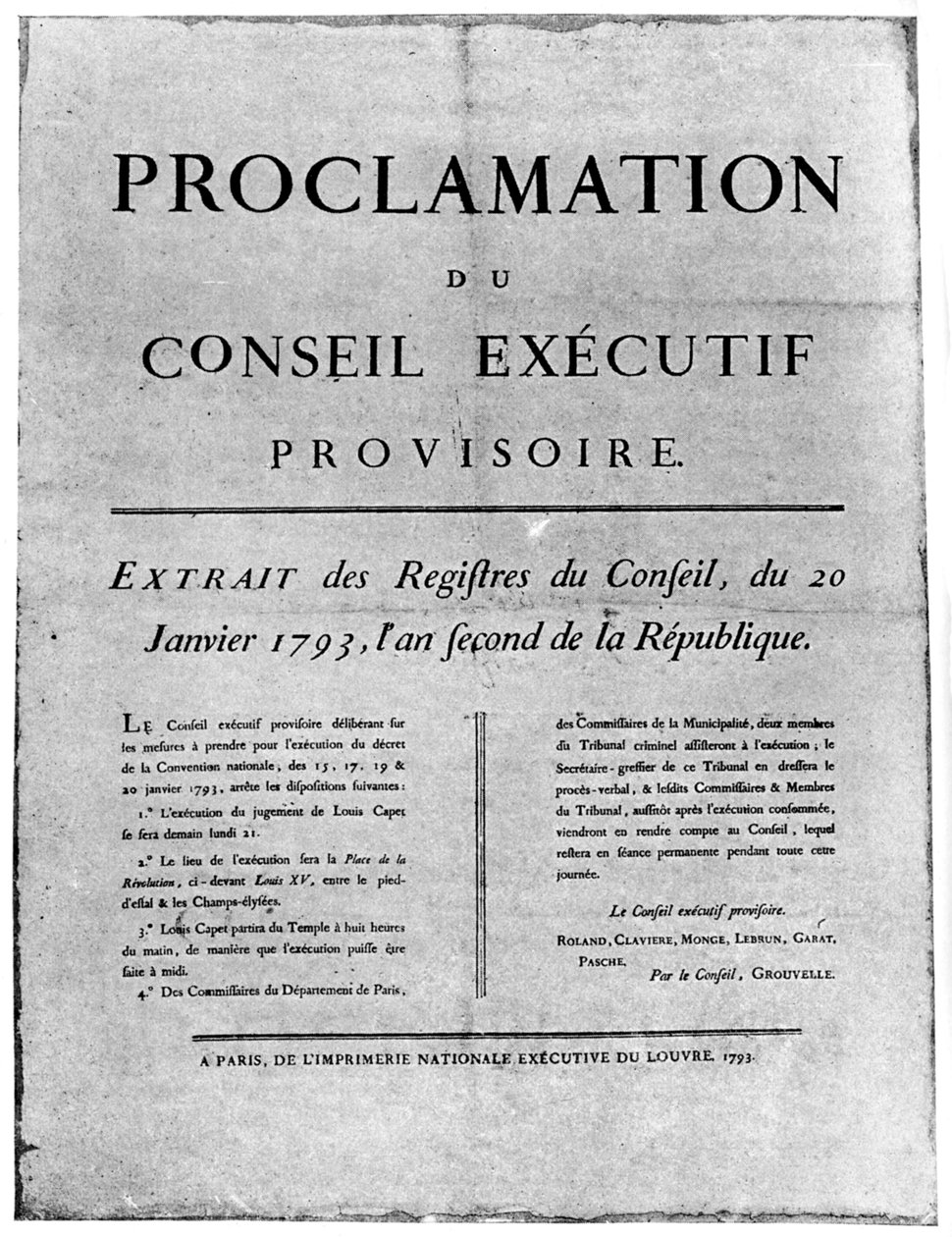 Proklamasjon av ordren for henrettelse av Louis XVI av Frankrike, 1793 1894 av Unbekannt