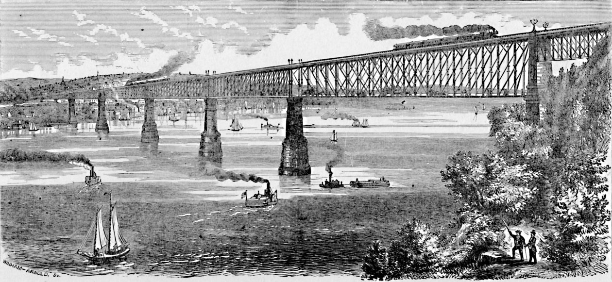 Foreslått bro over Hudson ved Poughkeepsie, 1883 av Unbekannt