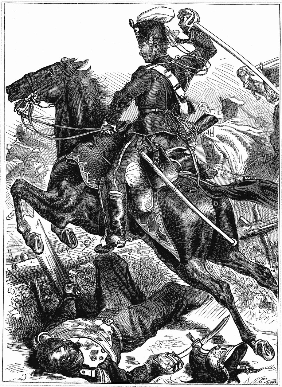 Preussisk husar som lader med draget sverd, fransk-prøyssisk krig 1870-1871 av Unbekannt