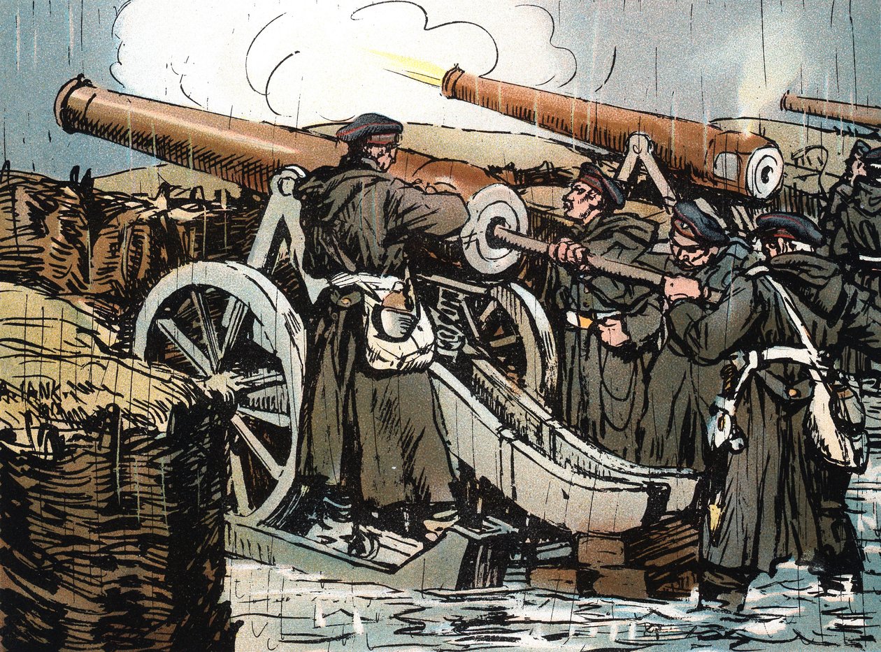 Preussisk artilleribatteri i aksjon, fransk-prøyssisk krig, 1870-1871 av Unbekannt