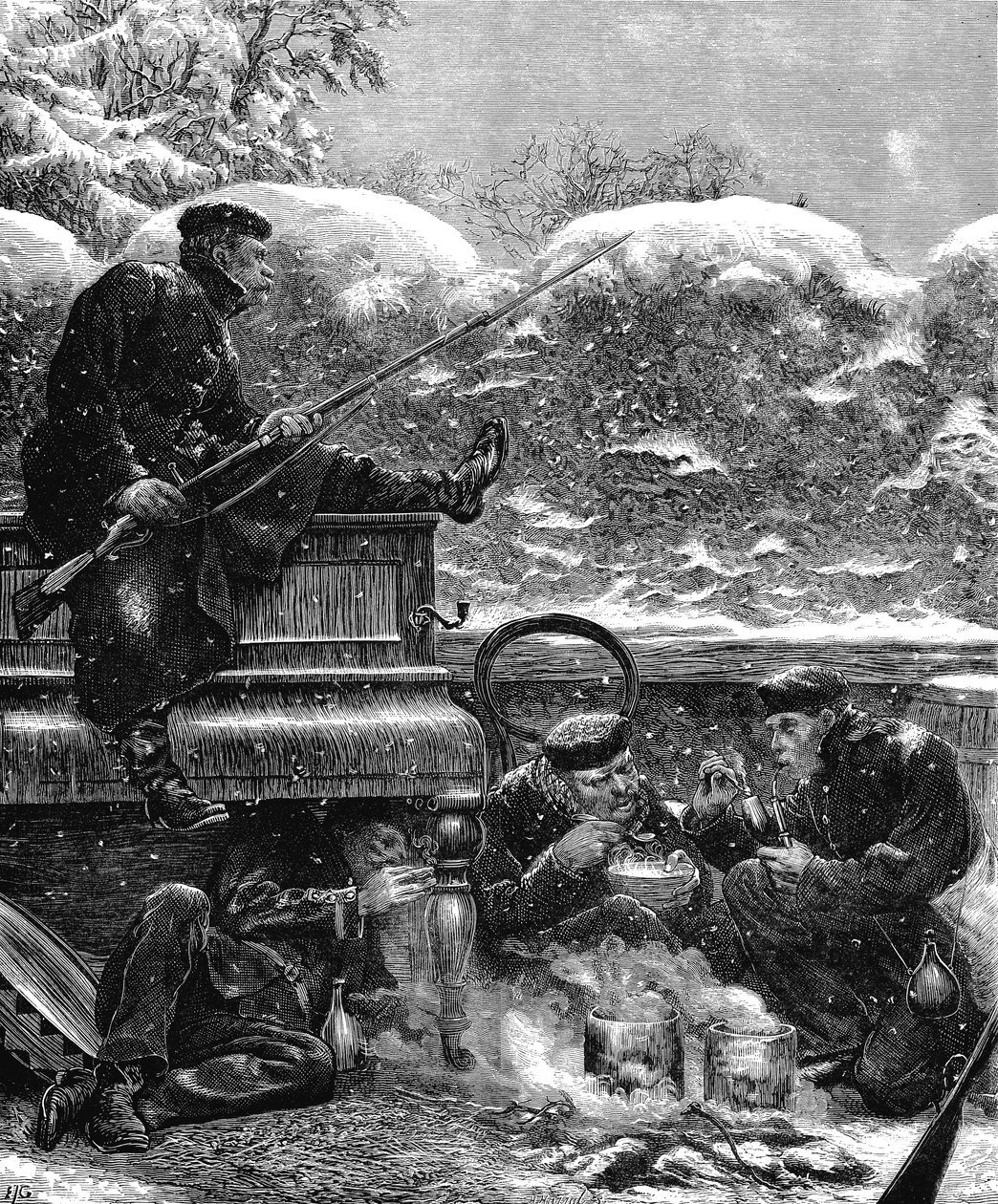 Prøyssiske tropper ved beleiringen av Paris, fransk-prøyssisk krig, desember 1870 av Unbekannt
