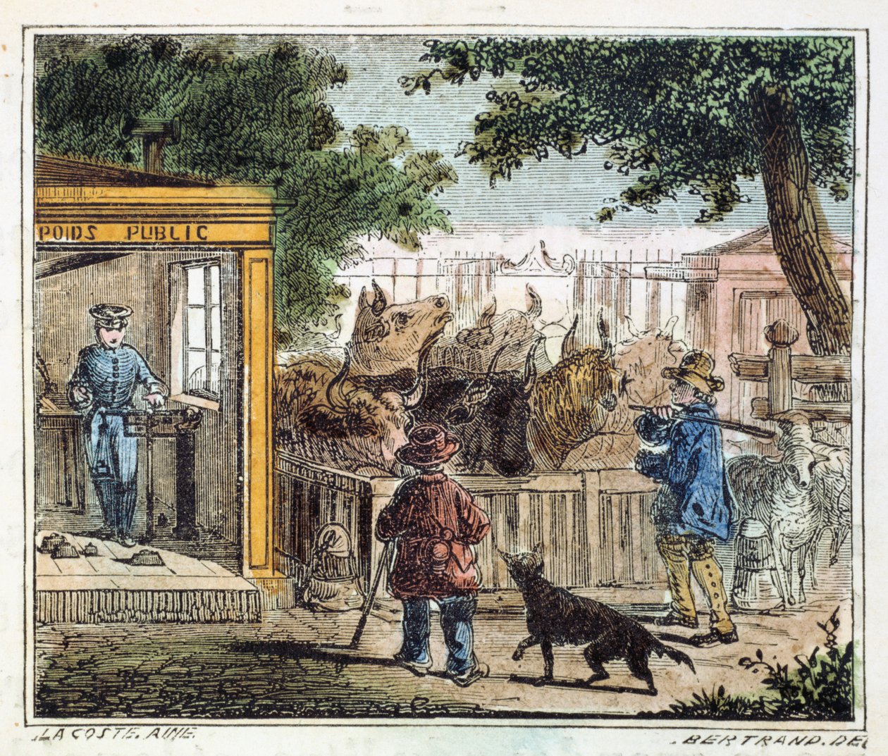 Offentlig veie pleide å veie storfe på et marked, 1867 av Unbekannt