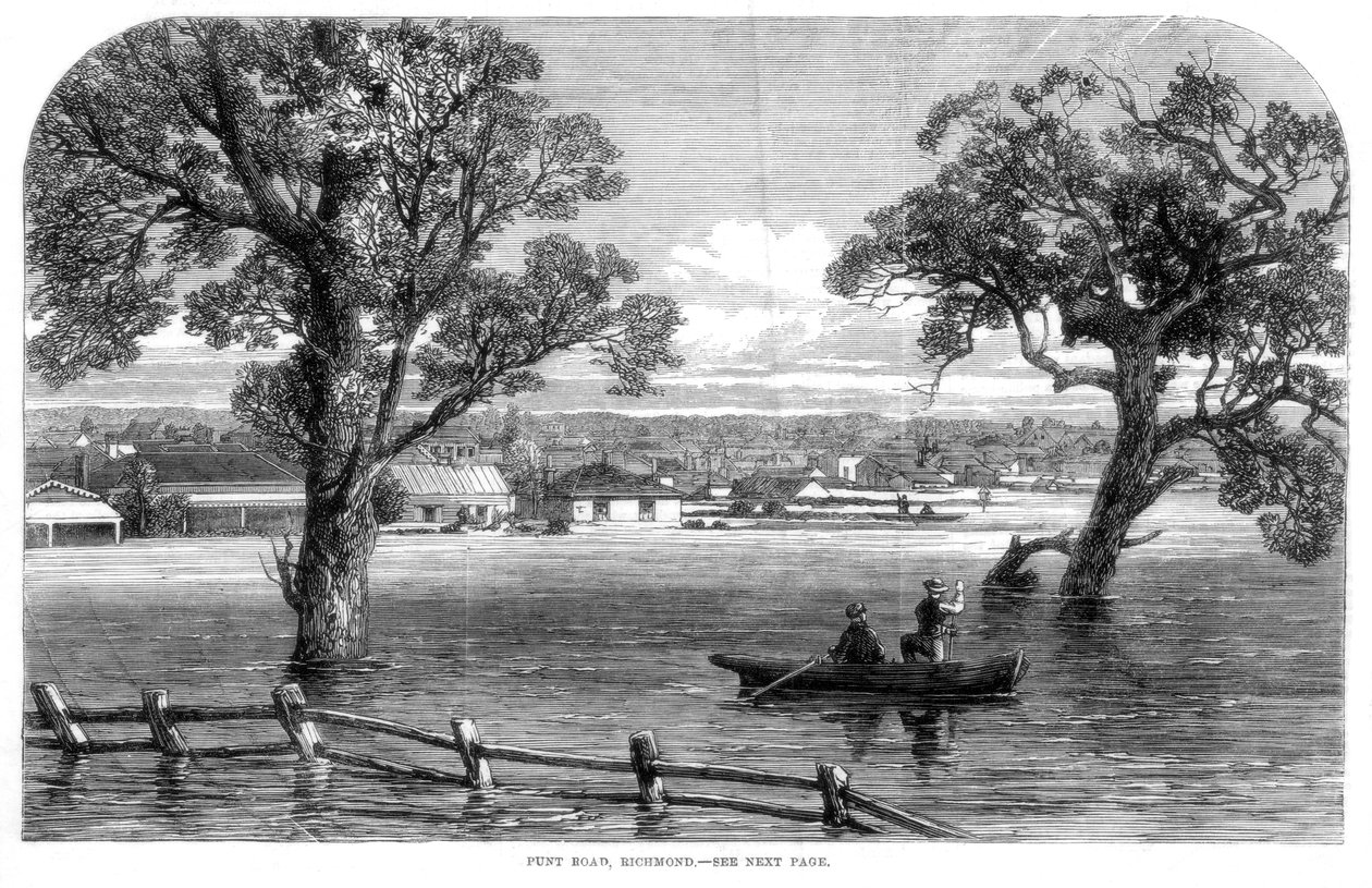 Punt Road, Richmond - Flom ved Melbourne, Australia, 1864 av Unbekannt