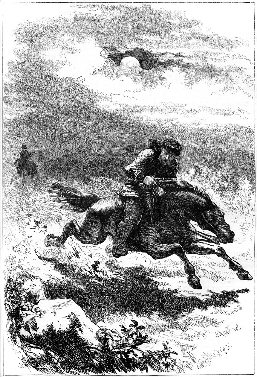Forfølgelse av Paul Revere, speideren, 1775 c1880 av Unbekannt