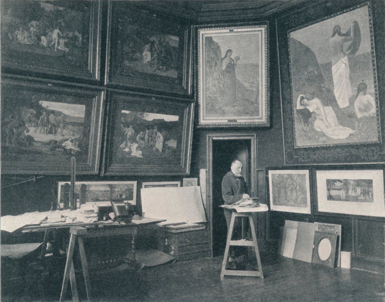 Puvis De Chavannes i hans studio, c1897 av Unbekannt