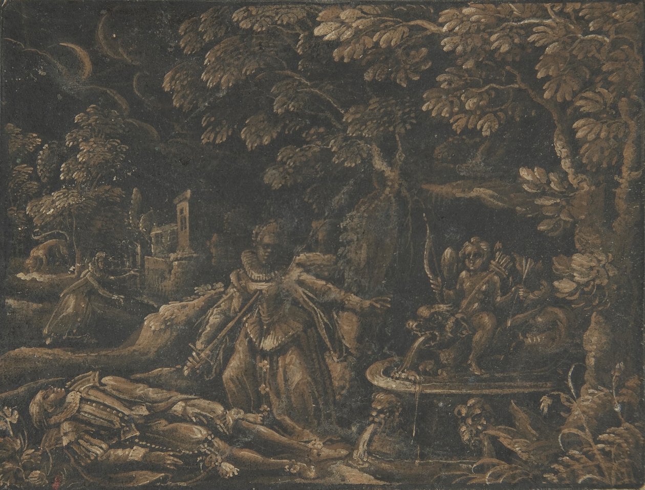 Pyramus og Thisbe, ca. 1580 av Unbekannt