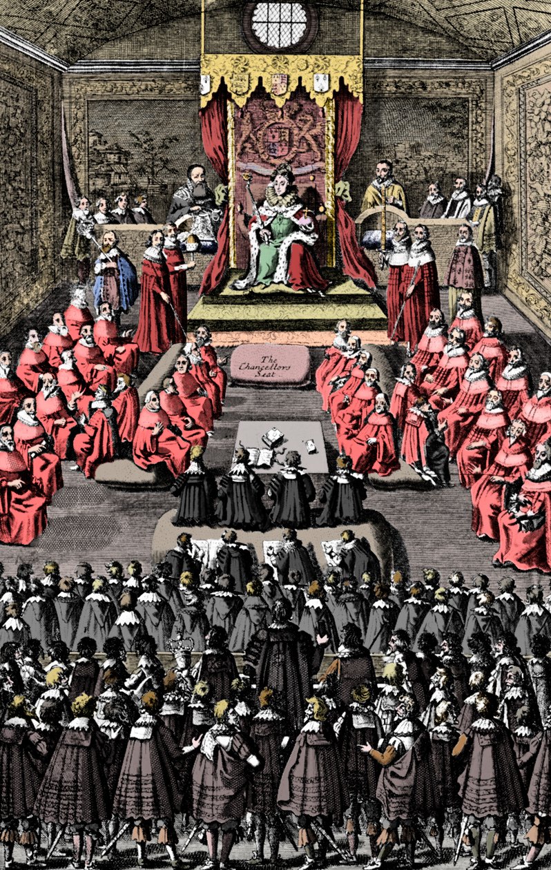 Dronning Elizabeth I i parlamentet, 1500-tallet, c1902-1905 av Unbekannt
