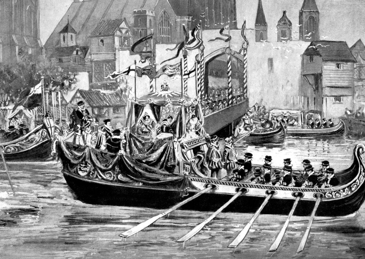 Dronning Elizabeths elvekroningsprosesjon, London, 1558 c1905 av Unbekannt